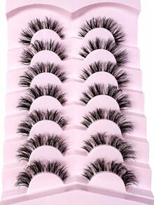 7 Pairs Messy Natural Cat Eye False Eyelashes, Transparent Stem, Create Cat Eye Makeup Look - View 6