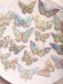 1 Pack 20pcs 3D Gold Foil Laser Butterfly DIY Decorative PET Stickers For Scrapbooking - Multicolor - View 6