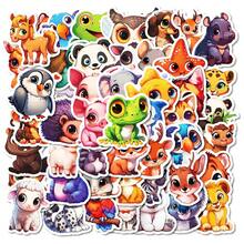 TOOUEE 50Pcs Cute Big Eye Forest Animal Paper Stickers, Smiling Tiger, Panda, Koala, Owl & Bunny Stickers, Assorted Wildlife Decals For Journal, Water Bottle, Laptop & Scrapbook DIY Decor - Multicolor - View 1