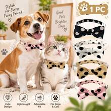 1pc Cat & Dog Collar, Pet Polka Dot Bowknot Collar, Adjustable Neck Collar, Non-Choking, Multiple Options - Multicolor - View 1