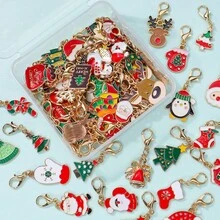 Christmas Theme Keychain, With Santa Claus, Snowman, Gingerbread Man, Bell, Reindeer And Other Designs - A - View 5