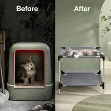 Single Layer/Double Layer Optional Cat Bed, Detachable Pet Bed, Stainless Steel Material Small Pet Cot - Light Grey - View 11