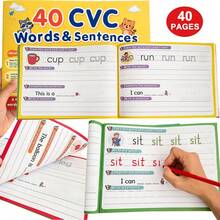Lachilly Write-And-Learn CVC Word & Sentence Practice Book, Sight Word Practice Pages, Handwriting Copybook, Mini Book Teaching Word Families, Writing, Reading And Pronunciation, Activity Worksheets Helping Children Recognize And Write High-Frequency Words - Multicolor - View 16