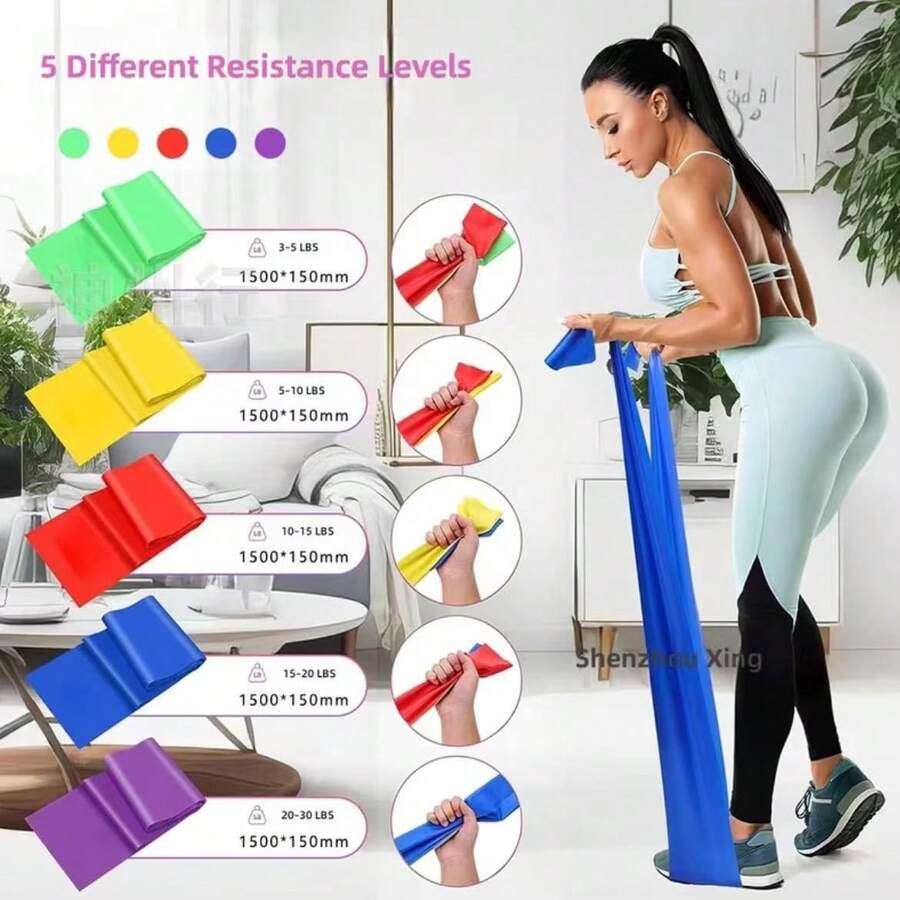 Yoga Resistance Band, TPE Elastic Stretch Band, Fitness Equipment For Physical Therapy, Gym, Yoga, Pilates, Strength Training - A - View 1