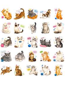 50Pcs Adorable Cat Cute Stickers, Funny Cat With Arabic Quote Speech Bubbles, Waterproof Decals For Notebook Phone Kindle Water Bottle - Multicolor - View 8