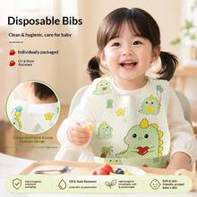 Feeding Bib, Cartoon Pattern, Prevent Water Seepage Into Clothing, Large Pocket, Suitable For 1-4 Years Old Children, Machine Washable, Feeding Accessory - Multicolor - View 3