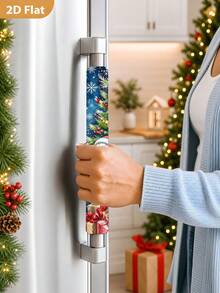 1/2Pcs Christmas Fridge Handle Covers, Christmas Tree, Snowman, Gift Box Pattern, With Hook And Loop, Suitable For Refrigerator, Oven, Microwave, Dishwasher, Christmas Holiday Kitchen Decoration - View 4