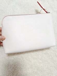 Portable Embossed Rose Faux‑Leather Cosmetic Pouch Zipper Closure Travel Toiletry Storage Bag Gift Option For Women Lancôme White Rose Cosmetic Pouch - White - View 6