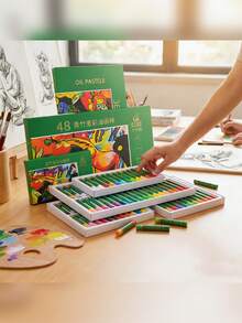 1 Set Dark Tone Oil Pastel Set, 48 Colors Professional Art Drawing Sticks, Soft Doodle Sticks, Suitable For Student Art Creation And Painting, Applicable For Coloring And Crayon Set - Sets - View 4