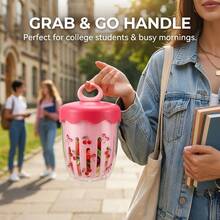 Plastic Food Storage Containers With Lids, Clear Double Layer Salad Container For Lunch, Travel Snack Containers With Handle And Fork, Fruit Storage Drain Basket, To Go Meal Prep Containers With Stickers For School Office - Multicolor - View 6