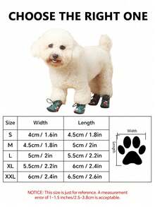 1 Set 4pcs Christmas Style Pet Shoes, Green Christmas Socks With Candy Print Fleece Lining Warm Boots, Adjustable Drawstring Non-Slip Christmas Shoes, Suitable For Small Dogs And Cats - Green - View 3