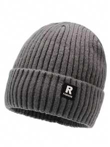 1PC Men's Winter Knitted Hat, Thermal Lined Thick Warm Woolen Cap, Windproof Cold Weather Beanie For Cycling - A - View 10