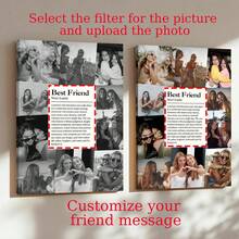 1pc Friend Photo Collage Template, Customizable Image Layout Style, Printable Gift, Custom Wall Art, Custom Poster, Photo Customization, Customizable Items, Gift For Friends, Personalized Photo, Room Decor, Optional Frame - Multicolor - View 3