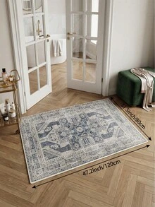 1pc Light Blue Bohemian Living Room Rug. Suitable For Kitchen, Dining Room, Bedroom, Room Holiday Decor, Indoor/Outdoor, Office, Lobby, Anti-Slip Doormat, Bathroom Rug, Hallway, Study Gaming Area Rug. - Dusty Blue - View 17