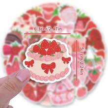 Bộ 50 miếng dán sticker dâu tây giấy phong cách sang trọng cho scrapbook, sổ tay, laptop, ván trượt, mũ bảo hiểm, bình nước, ô tô, máy tính và nhiều hơn nữa - D-Đỏ - Xem 2