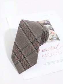 Brown Houndstooth Men's Tie Vintage Plaid Necktie Suitable For Business, Wedding And Daily Wear - Khaki-b - View 6