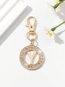 1pc Fashionable European & American Hollow Letter Shape Keychain Pendant, Exquisite Luxurious Women's Car Key Bag Charm Accessory, Suitable For Daily Wear And Holiday Gifts - Gold - View 13