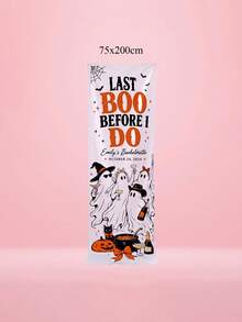 1pc Custom Text Last Boo Before I Do Banner,Spooky Ghost Pumpkin Halloween Bachelorette Party Backdrop,Personalized Halloween Bridal Shower Sign Decor - Multicolor - View 8