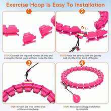 Adult Weighted Fitness Hoop, 47 Inch Extra Large, 24 Detachable Links, Suitable For Women And Beginners - Pink - View 4