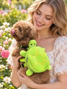 Turtle Shaped Pet Backpack Leash Set, Cute Turtle Design, 2-In-1 Harness And Backpack, Pet Travel Bag, Dog Walking Gear, Outdoor Adventure Companion, Suitable For Small And Medium Dogs Walking, Travel And Training - Multicolor - View 8