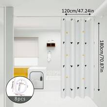 1pc Yellow Triangle Pattern Shower Curtain, Bathroom Wet/Dry Separation Partition Curtain, Suitable For Home, Hotel, School Dormitory, Includes Hanging Rings - White - View 11