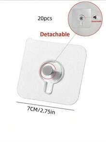 20/10/5pcs No-Drill Wall Hooks, Sturdy Invisible Plastic Clips For Hanging Photos And Picture Frames, Suitable For Home And Exhibition Decor - 7x7 - View 12