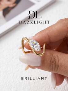 1pc Moissanite Ring Unique 1CT Organic Curved Marquise Shape Ring Suitable For Women's Daily Wear And Special Occasions - Curved Marquise Moissanite Ring - 1CT - View 2