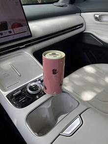 1pc Cute Sticker Car Coin Mini Storage Box, Creative Cartoon Animal DIY Self-Adhesive Coin Bank, Tin Round Coin Storage Box, Car Accessories Organizer, Car Interior Decor Storage Can - A - View 5