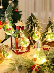 1pc Warm Light Christmas Bulb Shaped LED String Lights, No Plug Required, Cozy And Bright. Suitable For: Home Night Light, Christmas Style Decorative String Lights, LED String Lights, Hanging Lights, Accent Lights, Holiday Lighting, Perfect Holiday Gift For Creating Christmas Indoor Atmosphere (Battery Powered, Batteries Not Included) - Multicolor - View 8