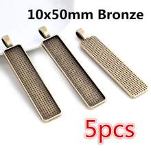 5pcs Rectangle Pendant Cabochon Blank Base Setting Bezel Tray 10x50mm/10X25mm/25x50mm Inner Size Alloy DIY Jewelry Making Accessories - Rectangular Base - View 7
