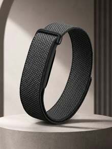 1pc Fashion Casual Black Braided Watch Band, Suitable For Google Air, Durable Braided Nylon Material, Practical Smartwatch Accessory, Breathable Sports Hook And Loop Strap, Suitable For Google Air, Sports Style Design, Watch Band Accessory, Suitable For Daily, Sports, Outdoor, Travel And Party Occasions, Unisex, Ideal Gift For Back To School, Valentine's Day, Anniversary Or Birthday - Black - View 2