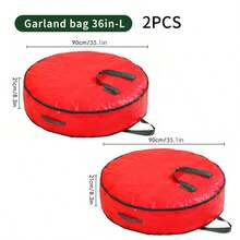 1pc Foldable Christmas Wreath Storage Bag, Portable Waterproof Round Organizer Bag With Handle - Multicolor - View 15