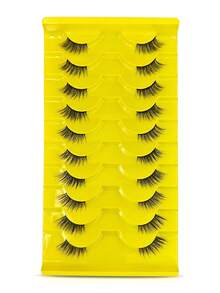 Half-Length Cat Eye False Eyelashes, Soft Natural Transparent Stem, Fluffy Natural Makeup Look, Dense Fine Lashes For Makeup - Black - View 4
