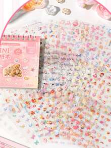 Libro de pegatinas DIY lindo, que contiene talla grande de 1000 materiales de pegatinas lindas sin cortar, incluyendo un pequeño libro de pegatinas de nariz. - Multicolor - Ver 2