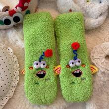 1 Pair Of Women 3D Monster Plush Socks,Ugly‑Cute Pom‑Pom Decor Fuzzy Socks, Non‑Slip Socks. Home Floor Sleep Socks Winter Thick Warm Funny Socks. - Multicolor - View 19