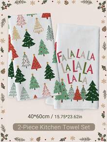 2 buah Handuk Dapur Motif Teks FaLaLa Pohon Natal Kartun Warna-warni, 40*60cm Bahan Mikrofiber Lembut, Cocok untuk Dapur Rumah, Restoran, Berkemah di Luar Ruangan, Pembersih Meja, Lap Piring, Handuk Tangan, Aksesoris Handuk Dapur Tema Natal, Hadiah Liburan - MultiWarna - View 10