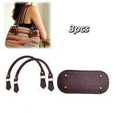 3pcs Replacement Faux Leather Bag Handles + 22cm Bag Bottom, Smooth Faux Leather Wallet Handles With Metal Buckles, Durable Handbag, Crochet Bag, Tote Bag Accessories, DIY Wallet Making - Multicolor - View 11