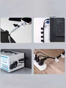 20/10pcs Solid Color Cable Management Clips, Self-Adhesive Nylon Reusable Cable Ties, Suitable For Desk, Cabinet, Home Appliance Cable Management, No-Drill Adhesive Design, Daily Use, Hook And Loop, Home Accessories, Wall Hanging, Photo Hanging, Fabric Glue, Home Decor - Multi-color - View 7
