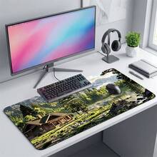 Landscape Nature Pattern Extra Long Gaming Mouse Pad And Desk Mat Set, Non-Slip Durable Rubber Base, Smooth Surface, Suitable For Computer Laptop Office Home, Abstract Art Decoration, Back To School Supplies - A - View 1