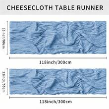 12 Pack Dusty Blue Cheesecloth Table Runner, 35 X 120 Inch Boho Gauze Table Runner, Soft Sheer Crinkle Wrinkled Table Runner, Reusable Washable Table Decor For Wedding Reception, Bridal Shower, Baby Shower, Party, Dining Table, Holiday, Home Decor - Gray-blue - View 3