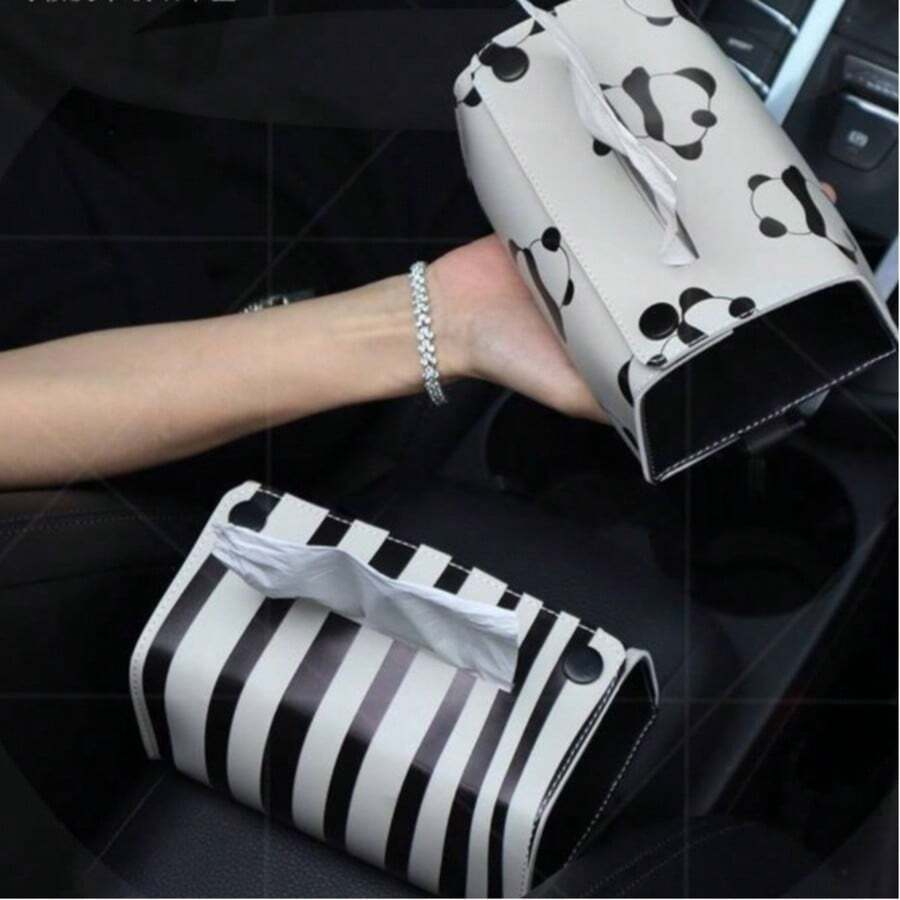 Universal Striped Decorative Tissue Box, Creative Floral Design Desktop Tissue Storage Box, Cute Desktop Ornament, Suitable For Car Interior, Living Room, Bedroom Home Storage And Decoration Accessory - Tissue Box - View 1