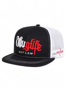 1pc Fashion Breathable Mesh Hat Riot Embroidered Hip Hop Hat Outdoor Adjustable Sunshade Hat Daily Casual Decorative Hat Unisex Flat Edge Baseball Hat - Mesh Hat - View 8