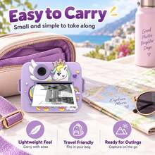 Instant Print Camera 48MP 1080P HD With 8X Zoom, Thermal Printer, Dot & Gray Print Modes, 3.5/10S Timer, 5 Burst Shots, 5 Color Filters, Built-In Games & Music Player – Creative Photo Cam For Teens Students - Multicolor - View 3