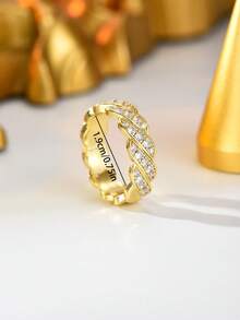 1pc European & American Style Twisted Ring, High-End Ring Jewelry Accessory, Suitable For Daily Wear, Commute, Party, Gift - Gold - View 4