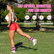 1pc Ankle Resistance Band Buckle, Pink & Black 6pcs Set, Leg & Hip Training Equipment, Home Fitness Gear, Unisex, For Tightening Glutes And Leg Muscles - Multicolor - View 12