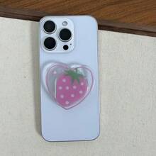 Transparent Heart-Shaped Fruit Phone Adhesive Holder, Stable Phone Back Support Stand, Suitable For All Phones - Clear - View 3