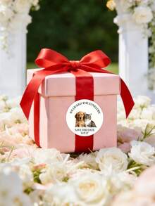 12/24/36/48/60Pcs Custom Photo Envelope Seal Stickers, Personalized Round Customized Your Pet Photo Text Labels, Customized Your Own Picture Sticker Labels For Wedding Invite, Party Favor, Gift Packaging, Wedding Party Invitation Sealing Decals - Multicolor 4 - View 6