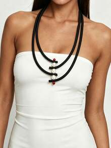 MARLIWOO 1pc Multi-Layer Long Neck Collar Minimalist Versatile Neck Accessory Daily Commute Fashion Necklace - Multicolor - View 1
