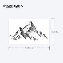 INKARTLINK 1PC Quiet Black & White Mountain Peak Temporary Tattoo Sticker, Waterproof Body Art Tattoo Sticker, Lasts 2-5 Days, Water Transfer Color Tattoo Sticker, Suitable For Men & Women, Essential For People, Party Essential Decoration, Holiday Celebration Body Decoration - Black - View 5