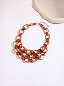 Minimalist Layered Chain Necklace - Multicolor - View 3